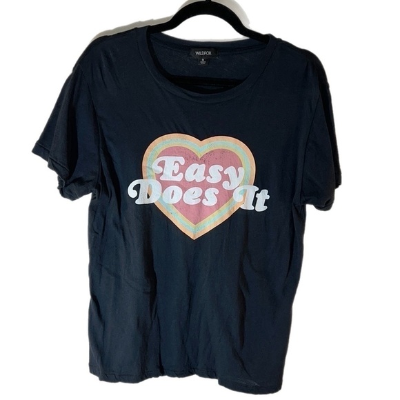 Wildfox T Shirt “Easy Does It”Heart Short Sleeve T Shirt Black M - Picture 2 of 7